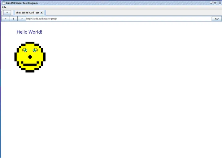 A screenshot of the browser rendering the Acid2 test page.