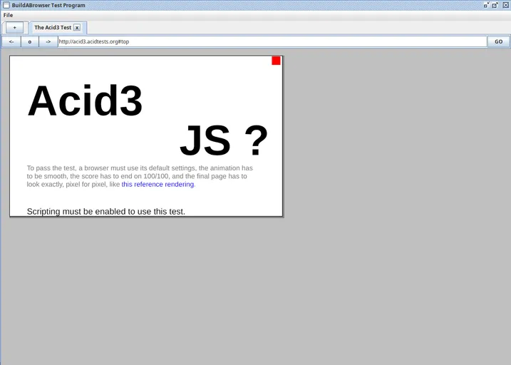 A screenshot of the browser rendering the Acid3 test page.