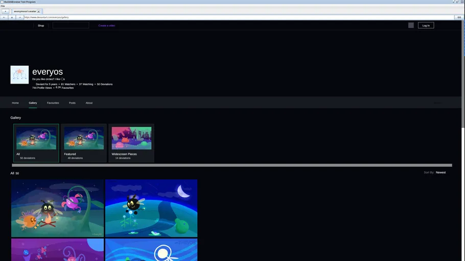 A screenshot of the browser rendering DeviantArt's gallery.