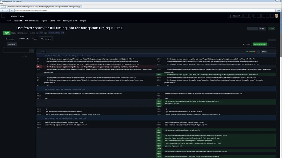 A screenshot of the browser rendering a GitHub diff view.