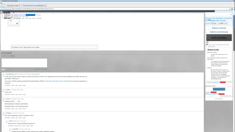 A screenshot of the browser rendering an Old Reddit thread.
