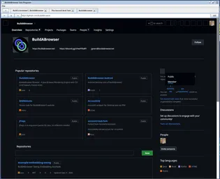 A screenshot showing BuildABrowser render GitHub (Logged In)